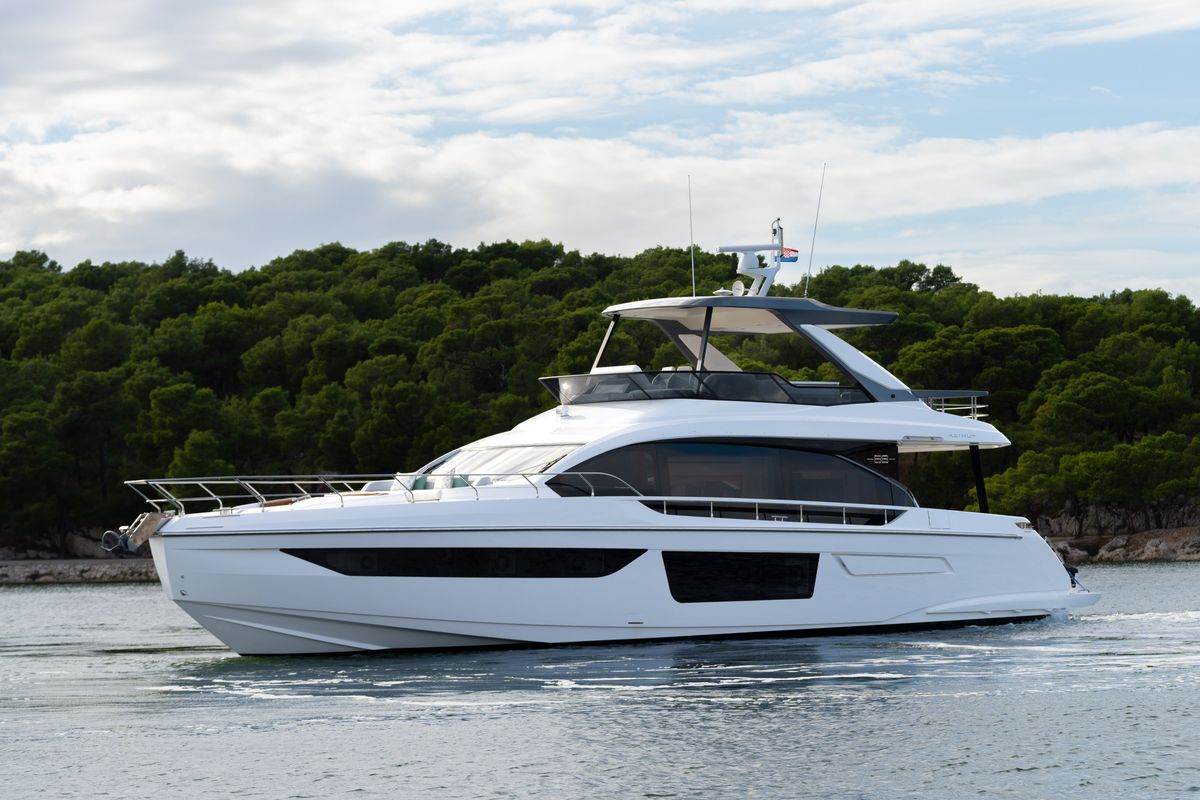 Exterior view of Donna, a Azimut 68E yacht at Grad Šibenik, Croatia