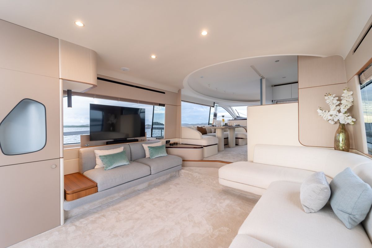 Salon of Donna, a Azimut 68E yacht at Grad Šibenik, Croatia
