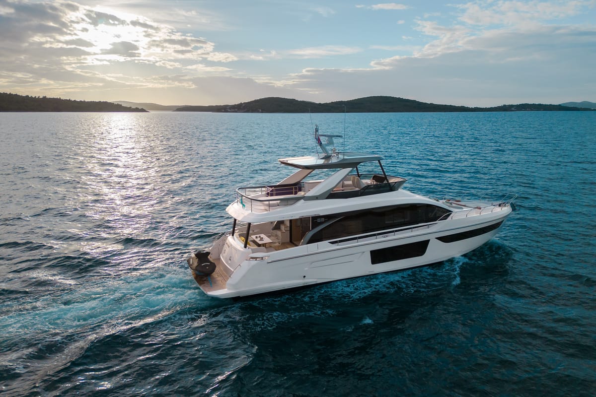 Exterior view of Donna, a Azimut 68E yacht at Grad Šibenik, Croatia