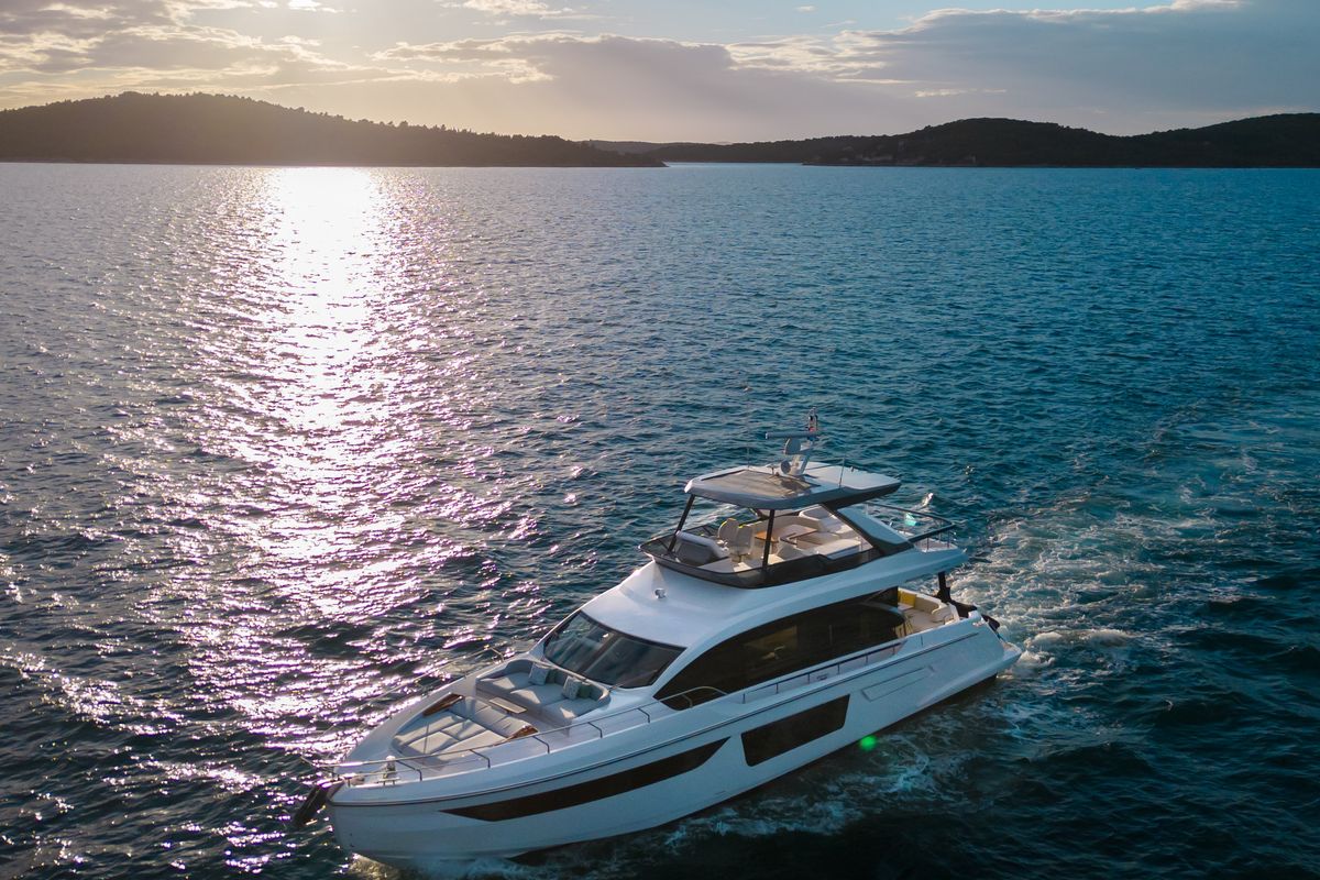 Exterior view of Donna, a Azimut 68E yacht at Grad Šibenik, Croatia
