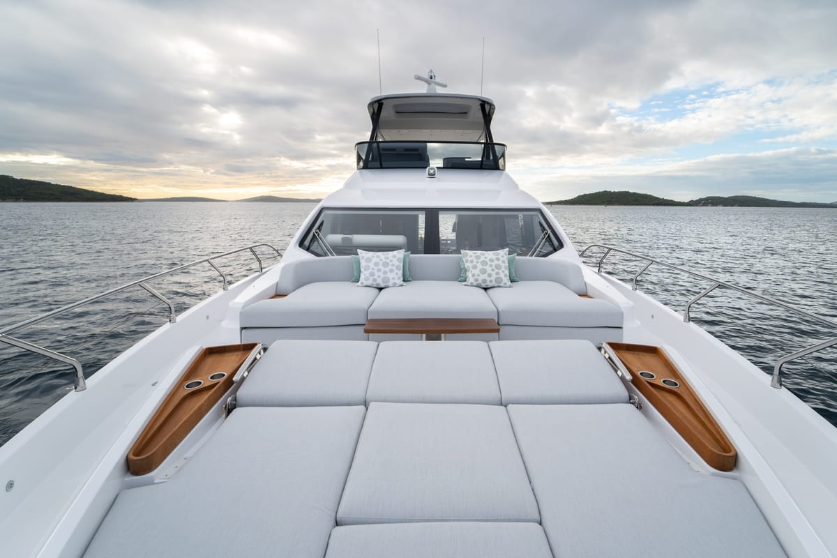 Deck of Donna, a Azimut 68E yacht at Grad Šibenik, Croatia