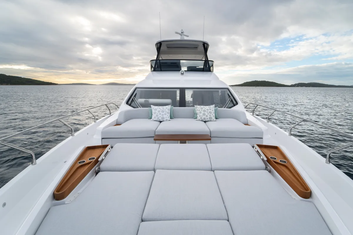Deck of Donna, a Azimut 68E yacht at Grad Šibenik, Croatia
