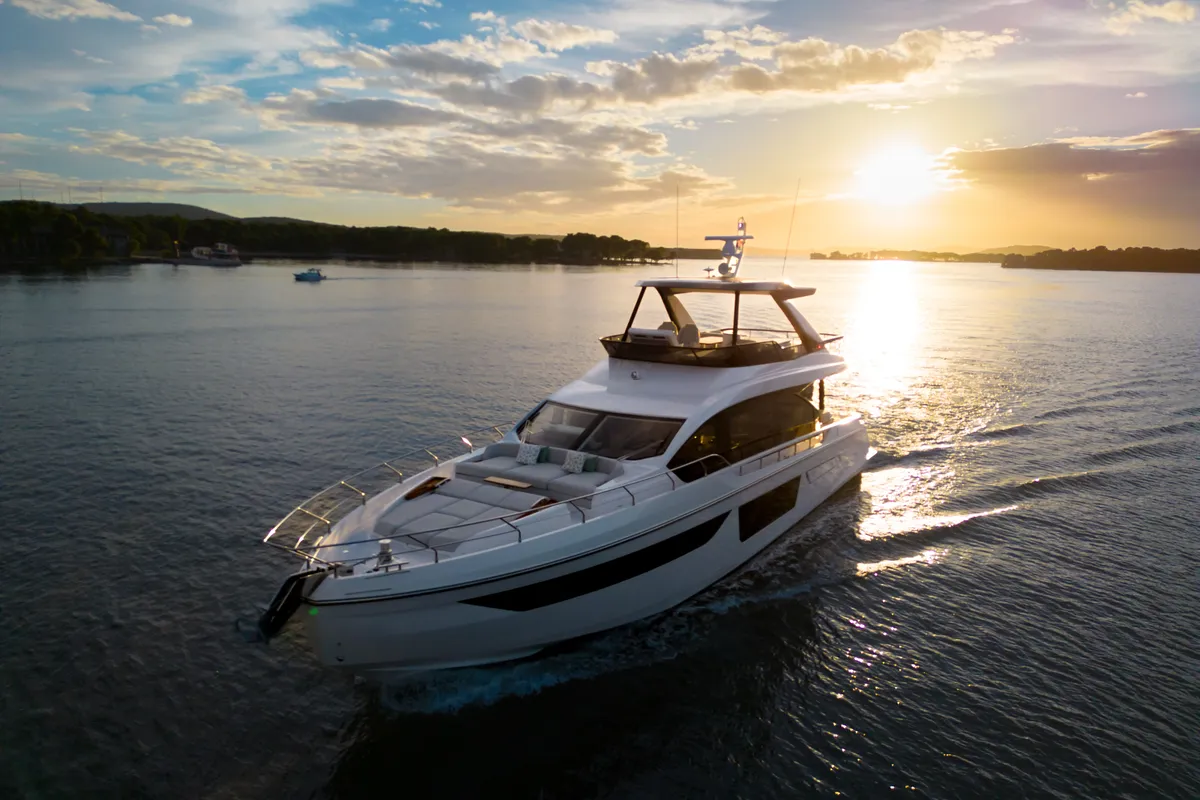Exterior view of Donna, a Azimut 68E yacht at Grad Šibenik, Croatia