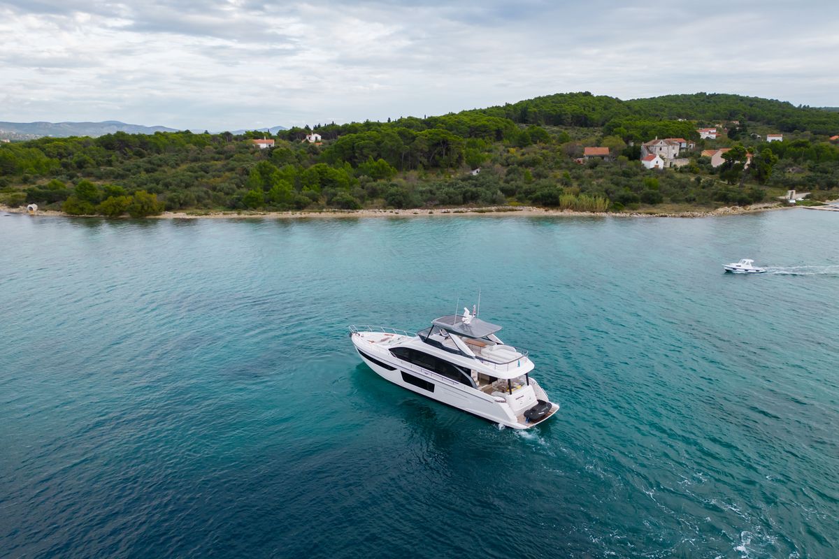Exterior view of Donna, a Azimut 68E yacht at Grad Šibenik, Croatia