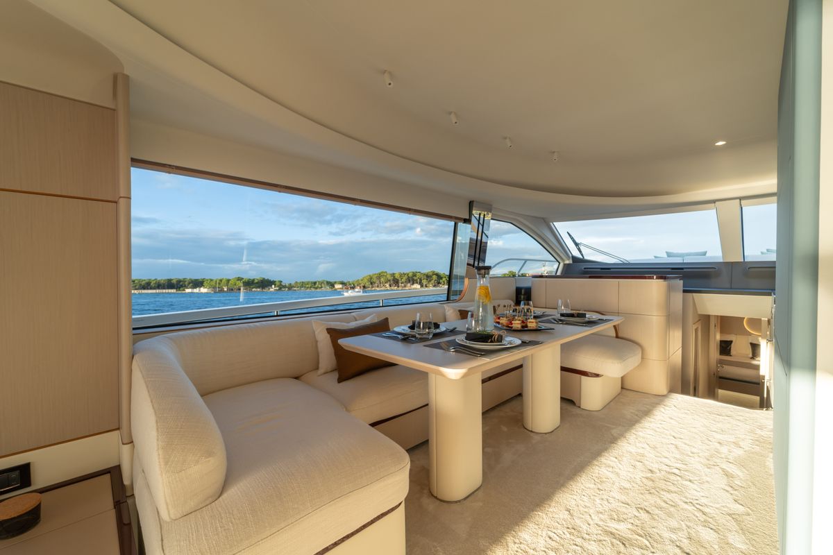 Salon of Donna, a Azimut 68E yacht at Grad Šibenik, Croatia
