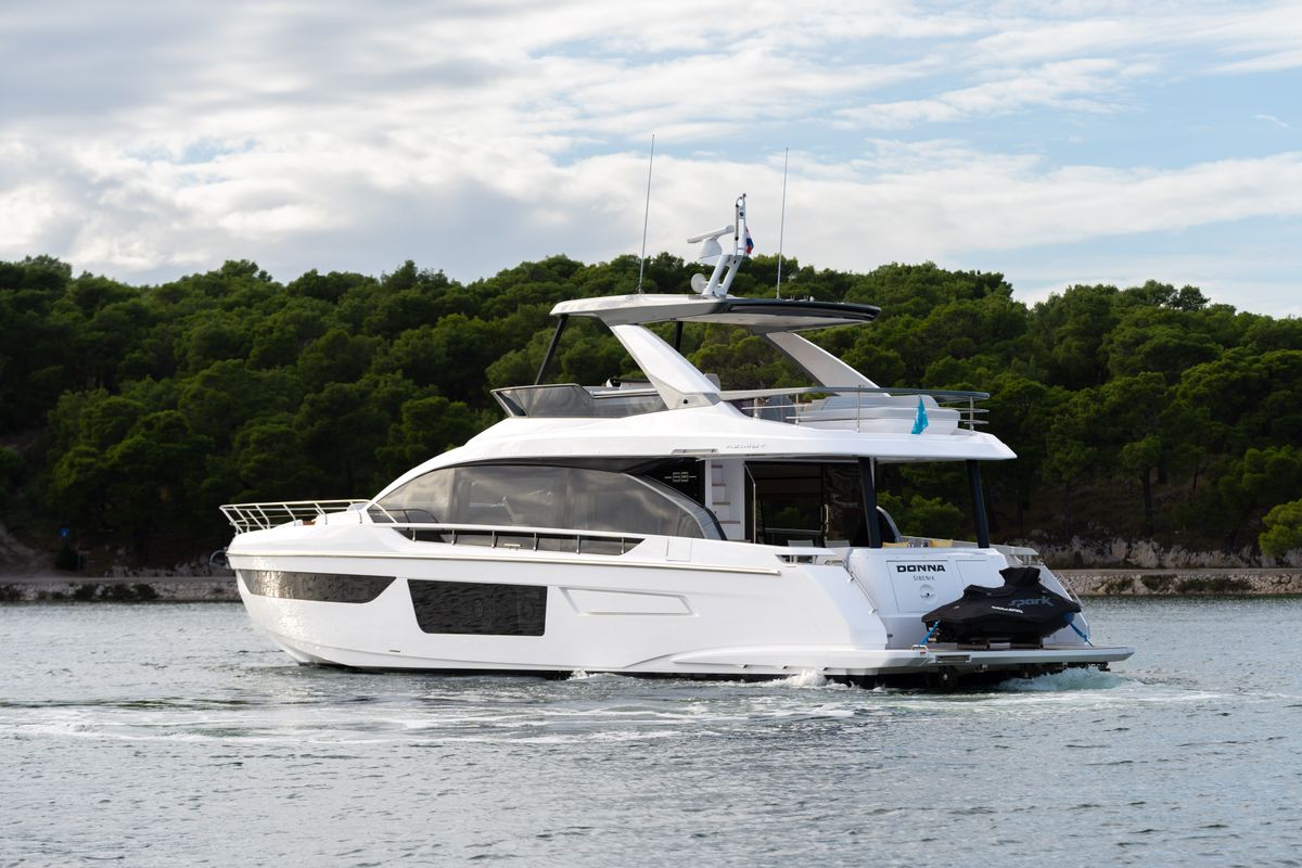 Exterior view of Donna, a Azimut 68E yacht at Grad Šibenik, Croatia