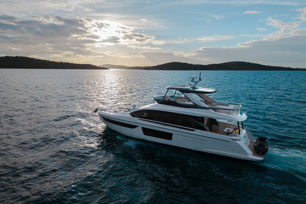 Exterior view of Donna, a Azimut 68E yacht at Grad Šibenik, Croatia