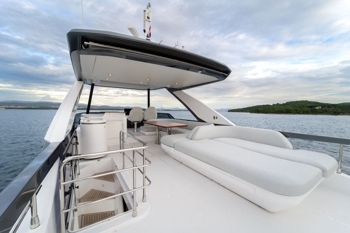Deck of Donna, a Azimut 68E yacht at Grad Šibenik, Croatia
