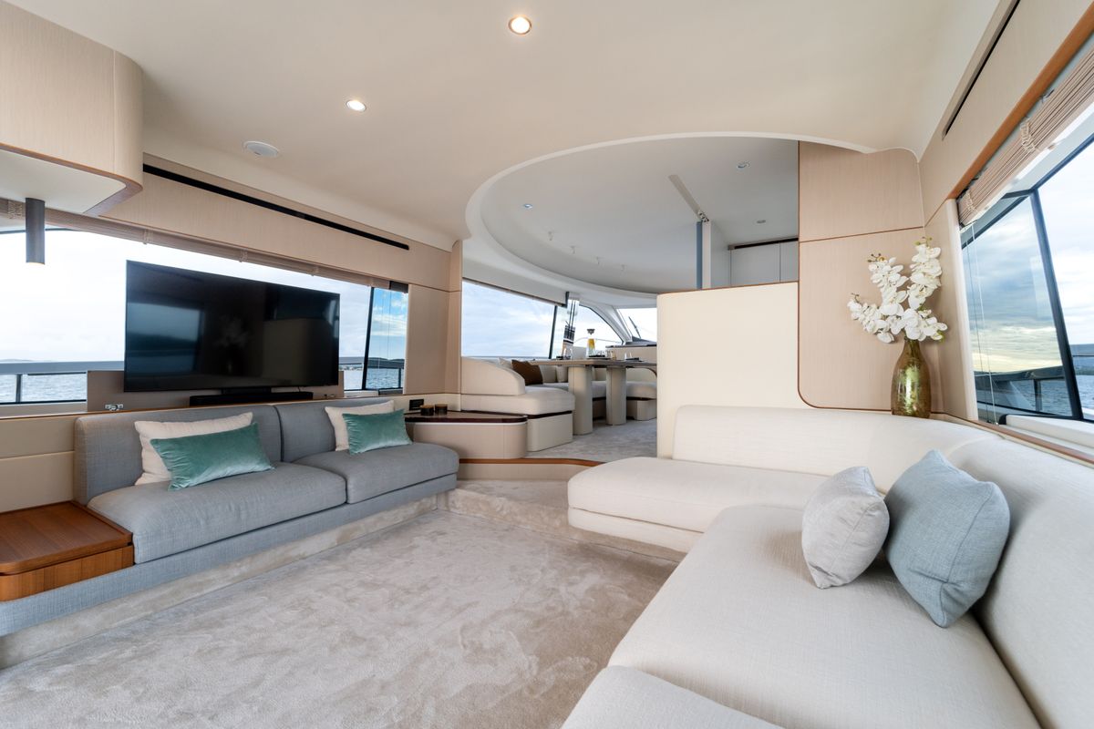 Salon of Donna, a Azimut 68E yacht at Grad Šibenik, Croatia