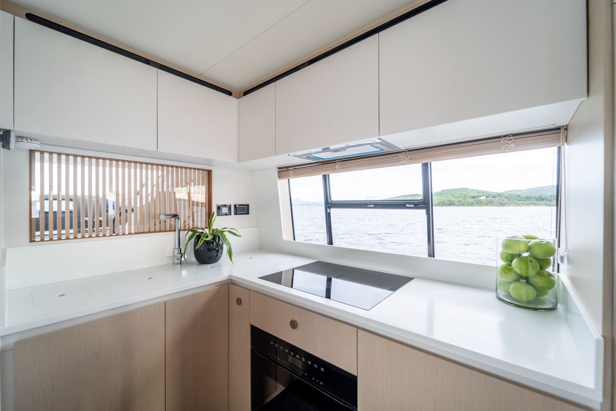 Galley of Donna, a Azimut 68E yacht at Grad Šibenik, Croatia