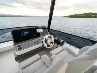 Cockpit of Donna, a Azimut 68E yacht at Grad Šibenik, Croatia