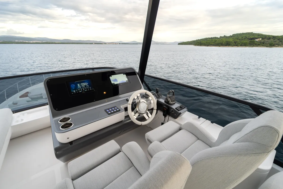 Cockpit of Donna, a Azimut 68E yacht at Grad Šibenik, Croatia