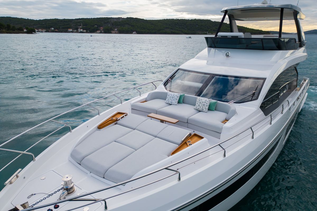 Deck of Donna, a Azimut 68E yacht at Grad Šibenik, Croatia