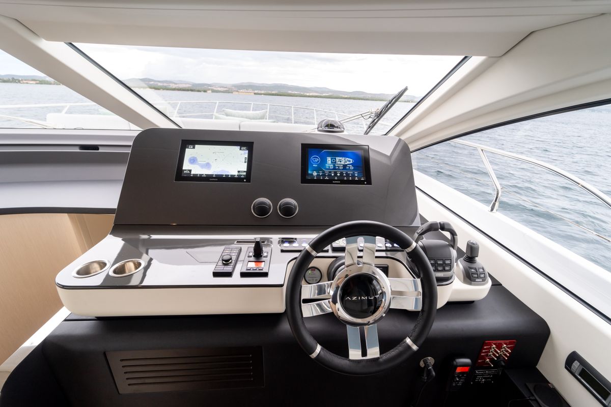 Cockpit of Donna, a Azimut 68E yacht at Grad Šibenik, Croatia