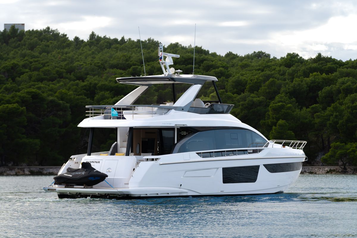 Exterior view of Donna, a Azimut 68E yacht at Grad Šibenik, Croatia