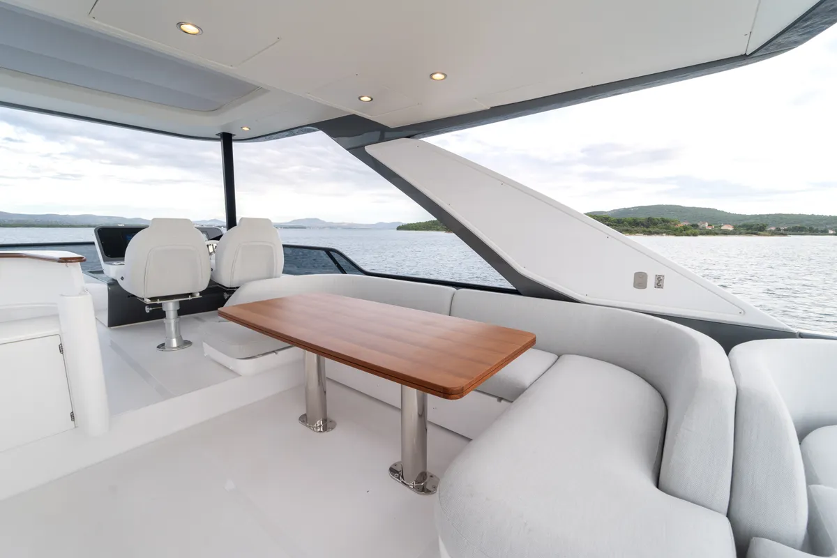 Deck of Donna, a Azimut 68E yacht at Grad Šibenik, Croatia