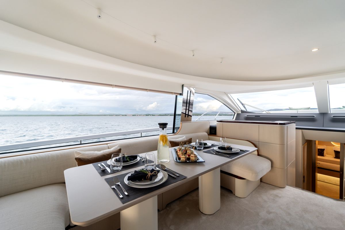Salon of Donna, a Azimut 68E yacht at Grad Šibenik, Croatia