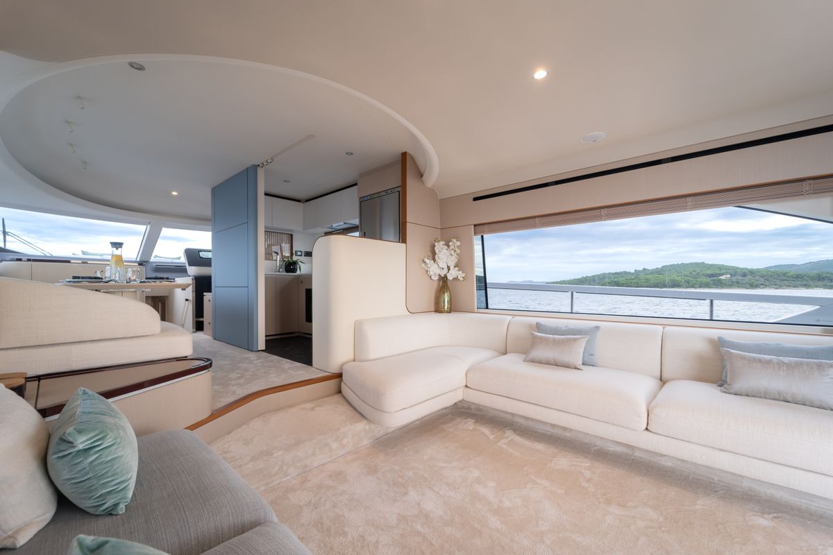 Salon of Donna, a Azimut 68E yacht at Grad Šibenik, Croatia