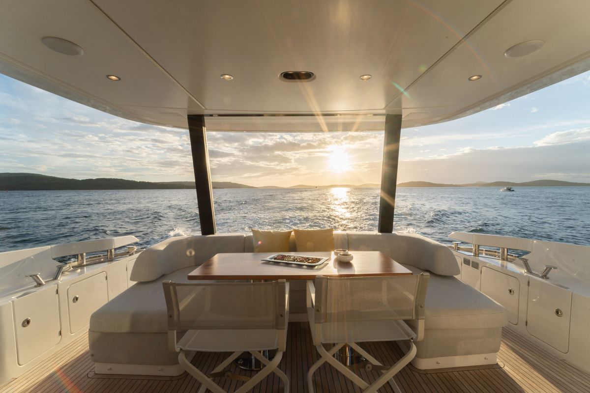 Deck of Donna, a Azimut 68E yacht at Grad Šibenik, Croatia
