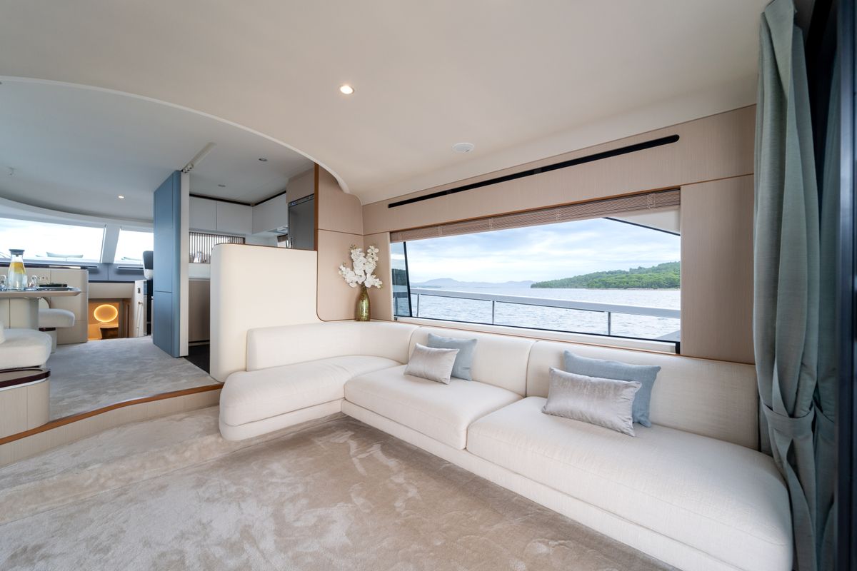 Salon of Donna, a Azimut 68E yacht at Grad Šibenik, Croatia