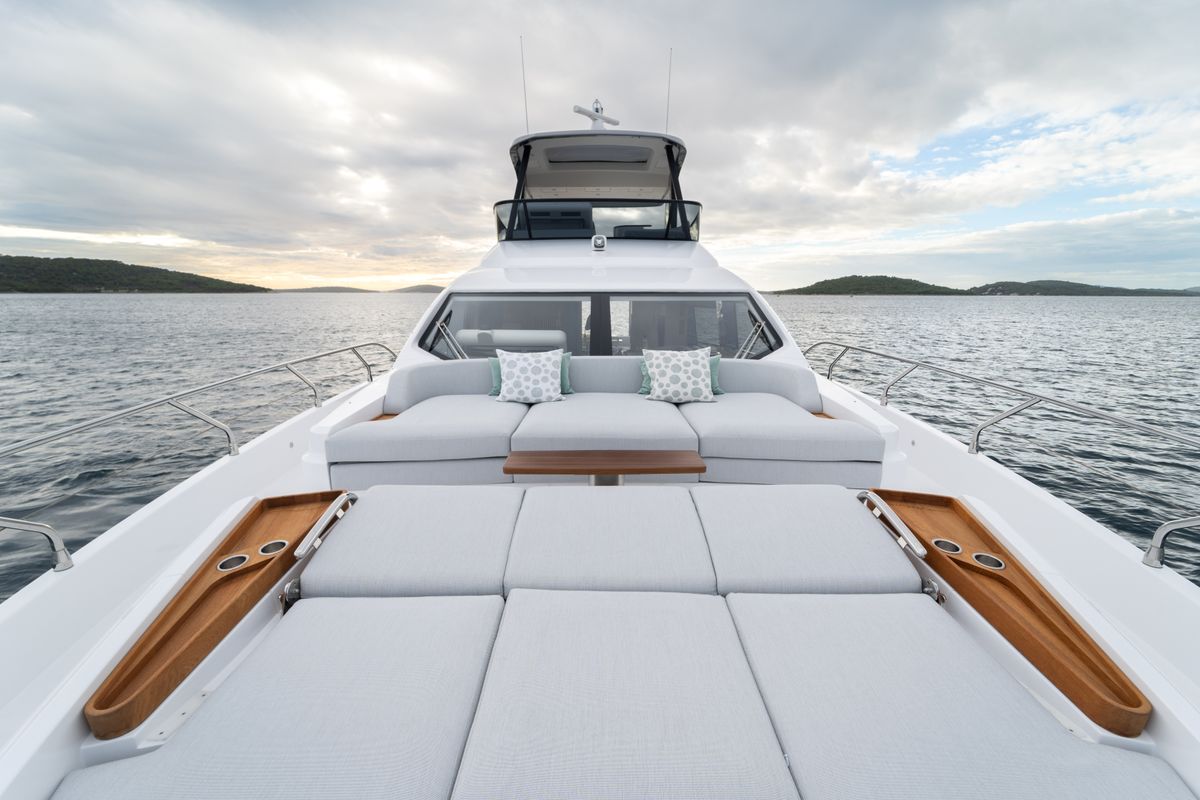 Deck of Donna, a Azimut 68E yacht at Grad Šibenik, Croatia