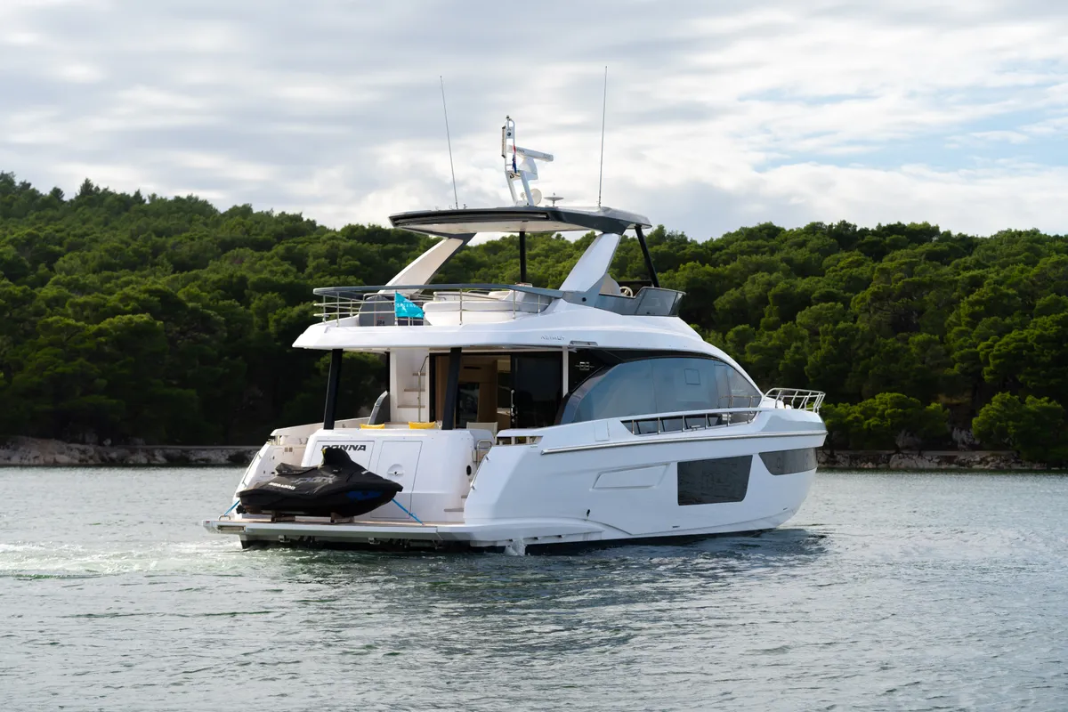 Exterior view of Donna, a Azimut 68E yacht at Grad Šibenik, Croatia