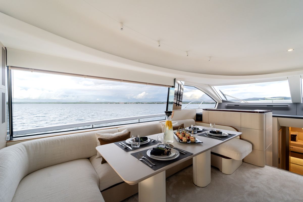 Salon of Donna, a Azimut 68E yacht at Grad Šibenik, Croatia