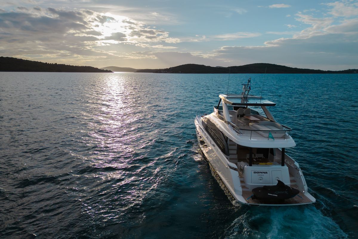 Exterior view of Donna, a Azimut 68E yacht at Grad Šibenik, Croatia