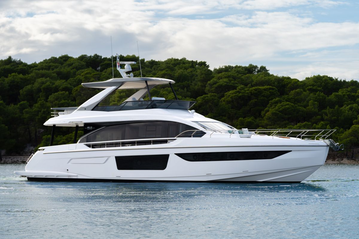 Exterior view of Donna, a Azimut 68E yacht at Grad Šibenik, Croatia