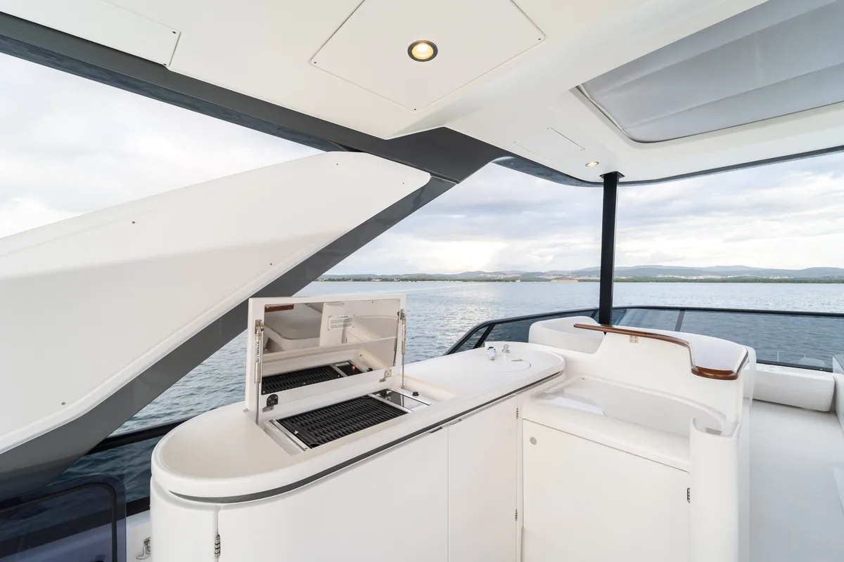 Deck of Donna, a Azimut 68E yacht at Grad Šibenik, Croatia