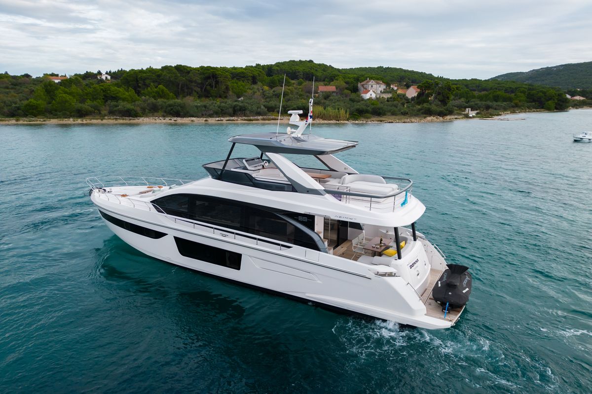 Exterior view of Donna, a Azimut 68E yacht at Grad Šibenik, Croatia