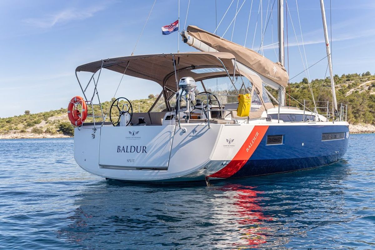 Exterior view of Baldur, a Jeanneau Sun Odyssey 490 sailboat at Primošten, Croatia