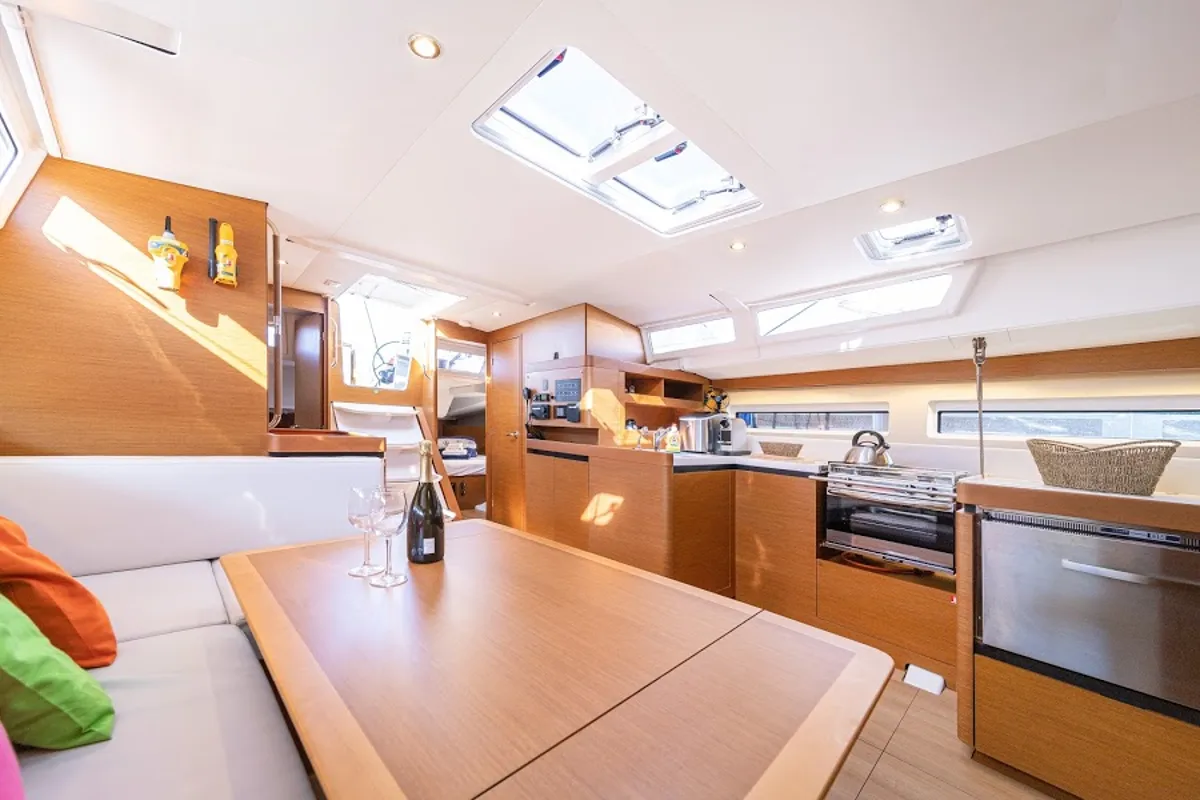 Galley of Baldur, a Jeanneau Sun Odyssey 490 sailboat at Primošten, Croatia