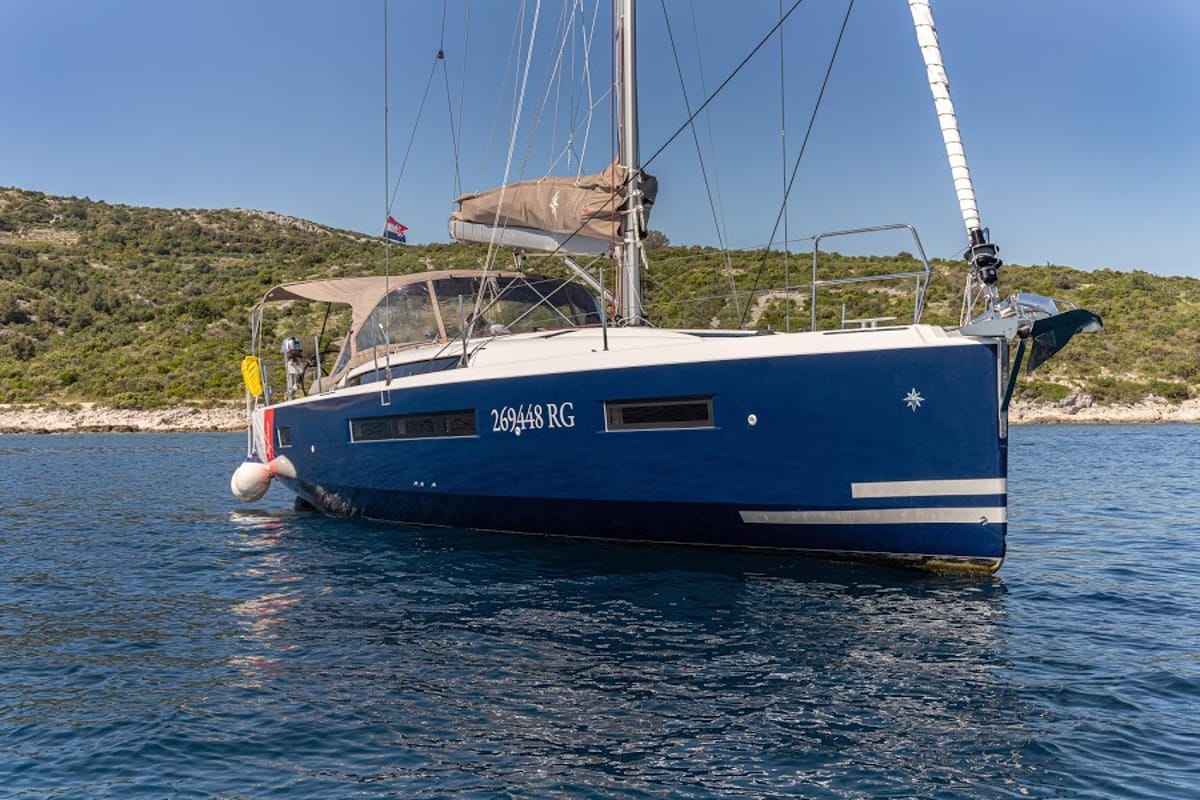 Exterior view of Baldur, a Jeanneau Sun Odyssey 490 sailboat at Primošten, Croatia