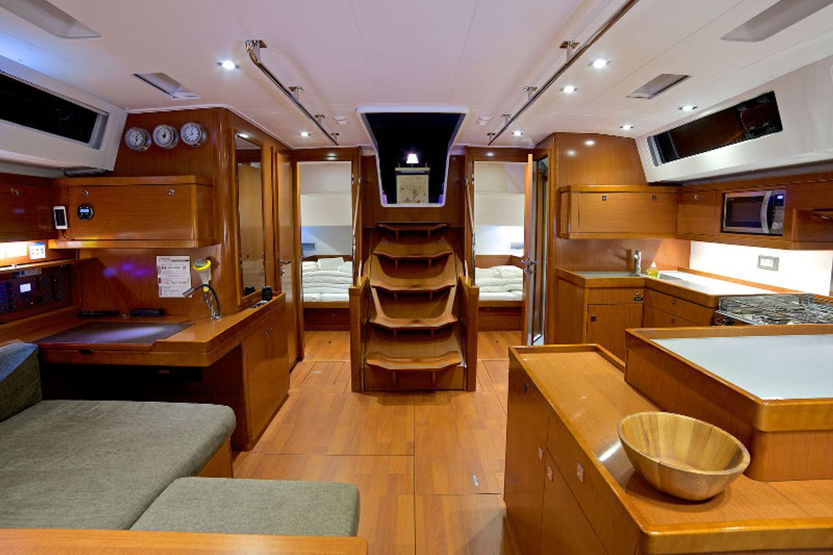 Salon of Antiopa, a Beneteau Oceanis 55 sailboat at Grad Kaštela, Croatia