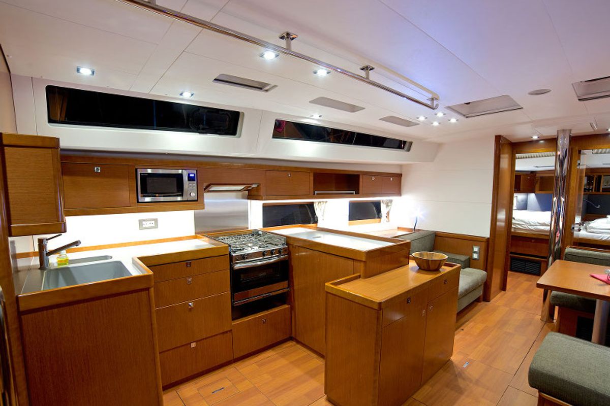 Galley of Antiopa, a Beneteau Oceanis 55 sailboat at Grad Kaštela, Croatia