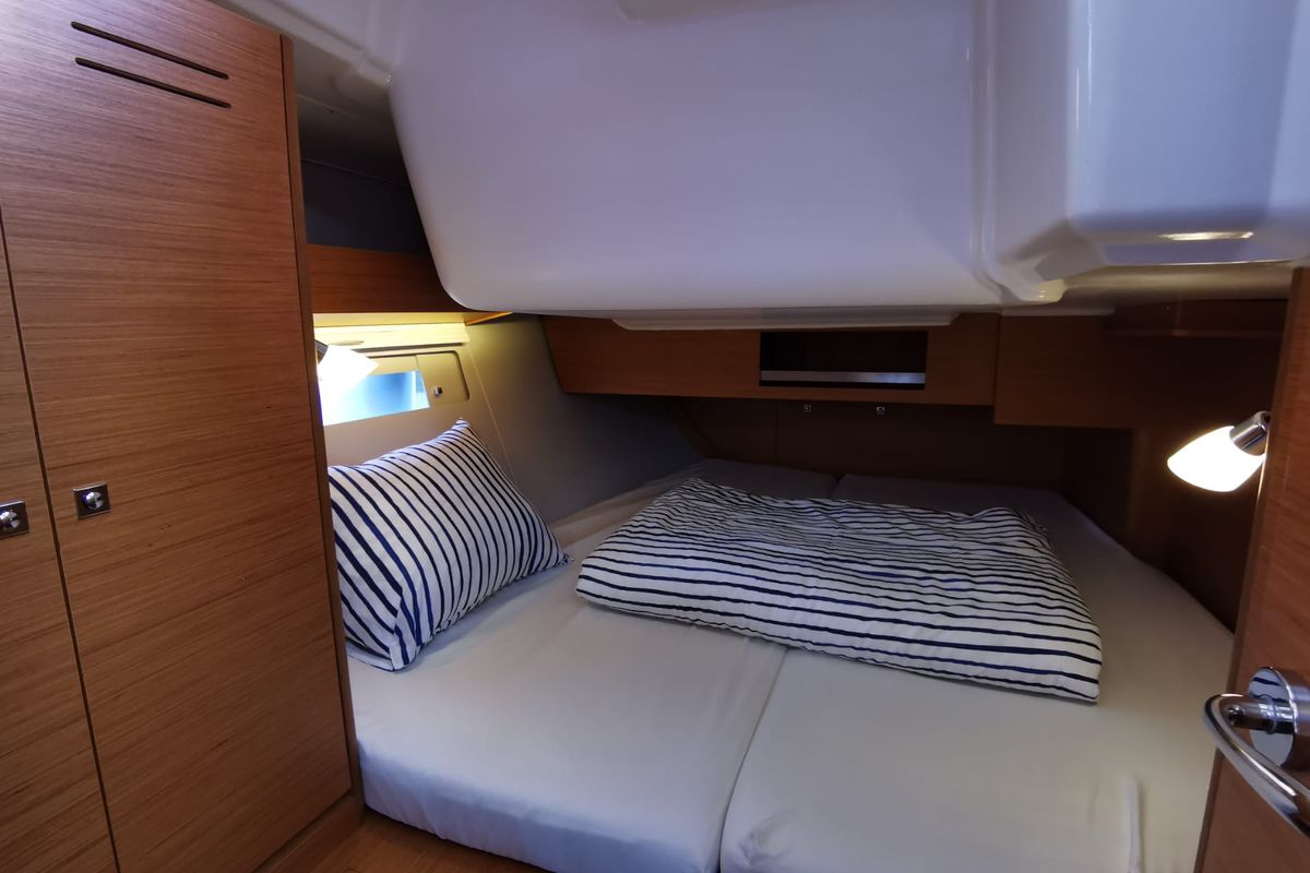 Cabin on Antares, a Dufour 390 Grand Large sailboat at Nieuwpoort, Belgium