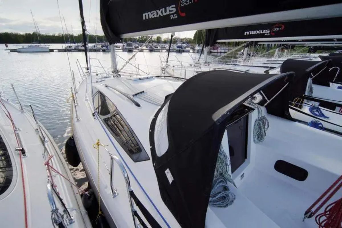 Deck of Wyspa Gilma, a Northman Maxus 33.1 RS sailboat at Sztynort, Poland