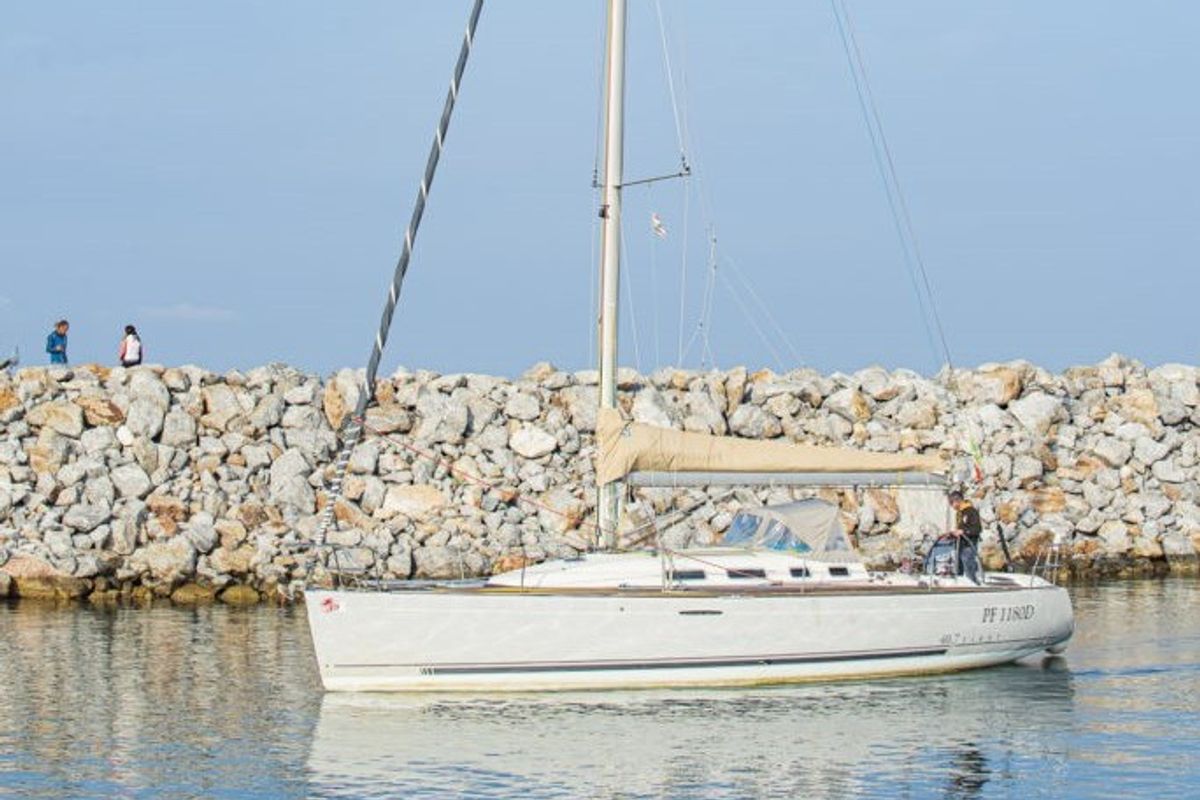 Exterior view of Milena, a Beneteau First 40.7 sailboat at San Vincenzo, Italy
