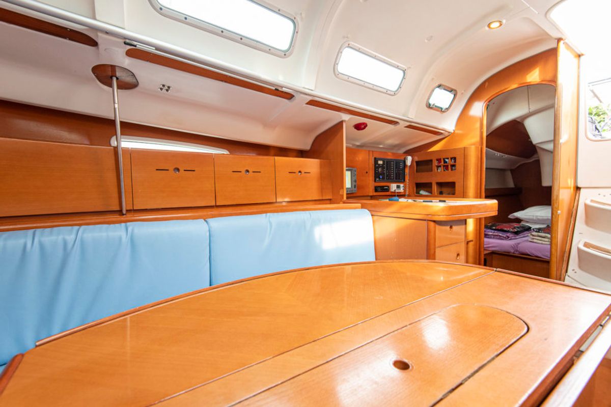 Salon of Milena, a Beneteau First 40.7 sailboat at San Vincenzo, Italy