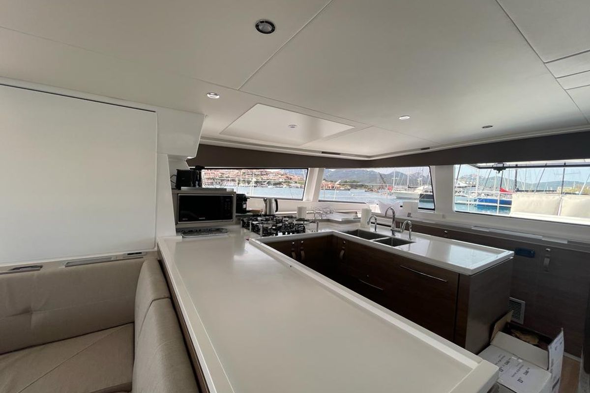 Galley of Spritz "New 2024", a Bali 5.4 catamaran at Figari/Golfo Aranci, Italy