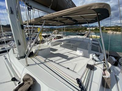Deck of Spritz "New 2024", a Bali 5.4 catamaran at Figari/Golfo Aranci, Italy