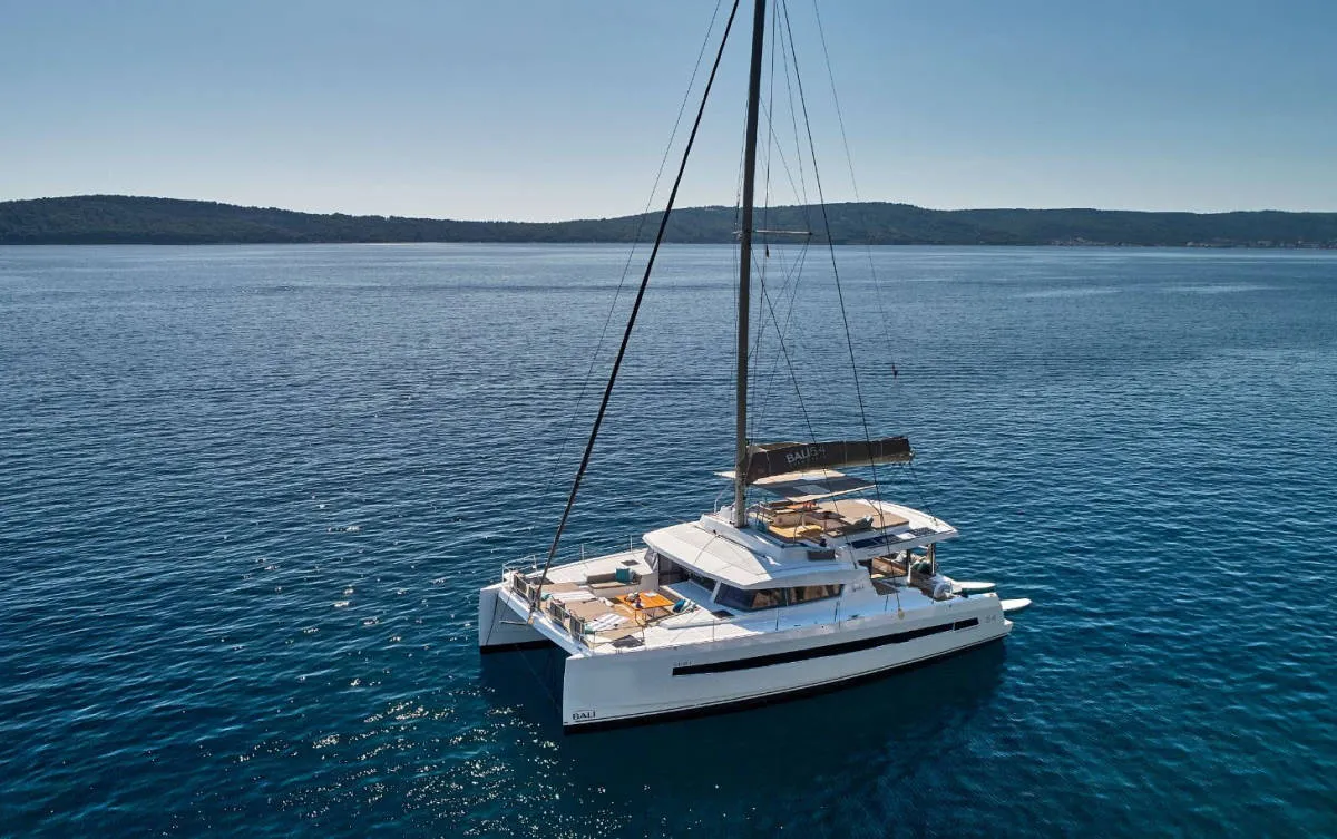 Exterior view of Spritz "New 2024", a Bali 5.4 catamaran at Figari/Golfo Aranci, Italy