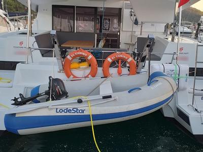 Deck of El Camino, a Fountaine Pajot Lucia 40 catamaran at Fethiye, Turkey