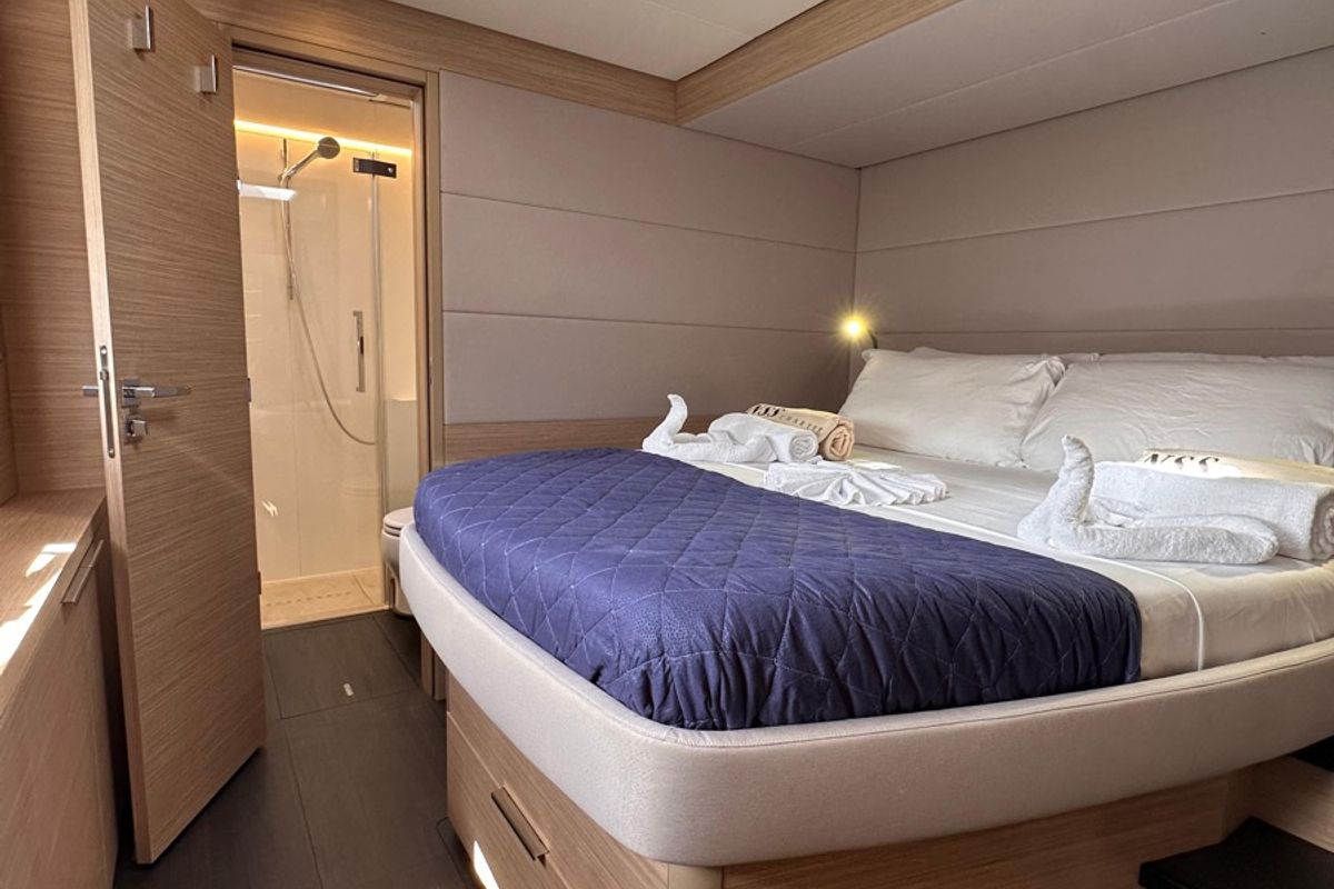 Cabin on Maui- FIRST CLASS, a Lagoon 55 catamaran at Olbia, Italy