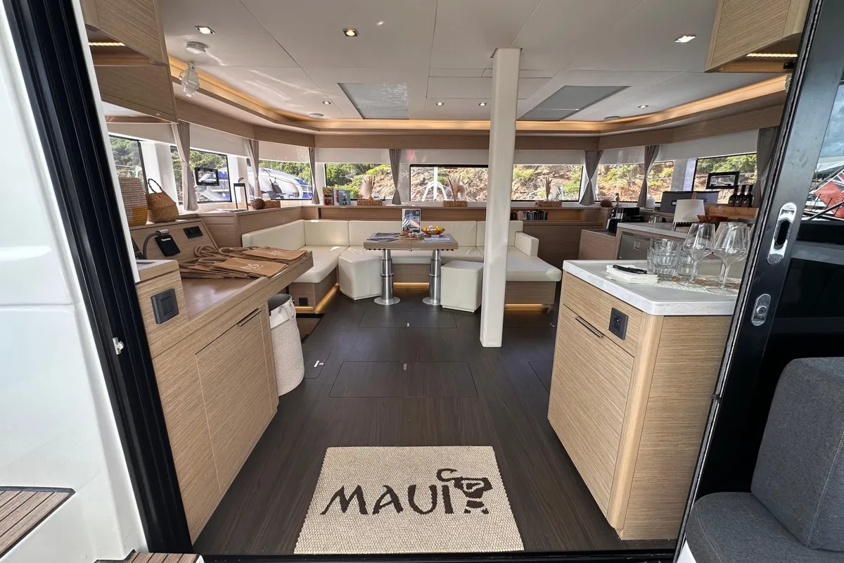 Salon of Maui- FIRST CLASS, a Lagoon 55 catamaran at Olbia, Italy