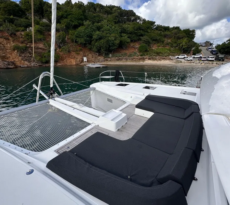 Deck of Maui- FIRST CLASS, a Lagoon 55 catamaran at Olbia, Italy