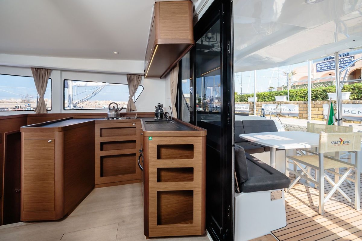 Galley of Brivido - Premium line , a Lagoon 42 catamaran at Capo d'Orlando, Italy