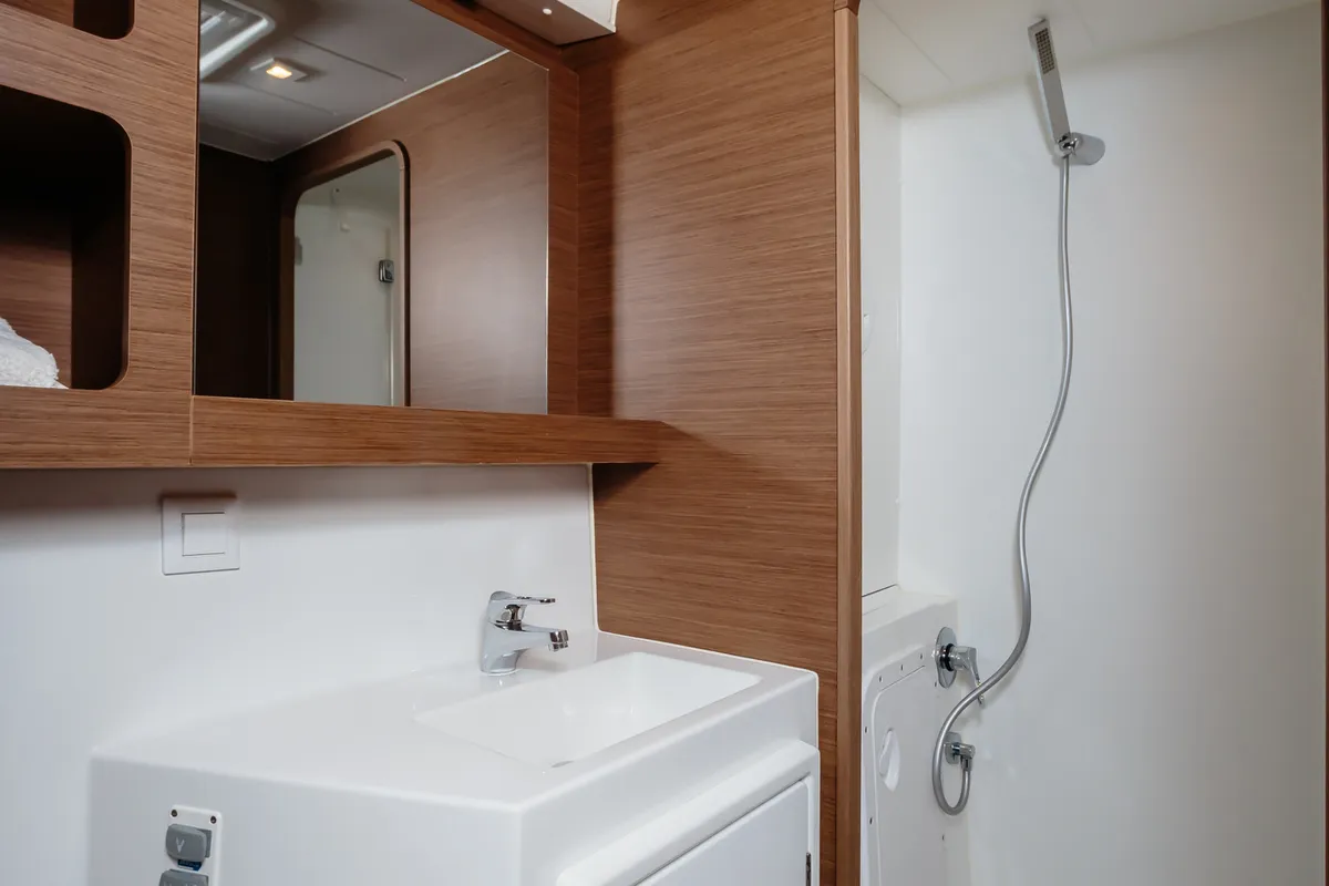 Head on Brivido - Premium line , a Lagoon 42 catamaran at Capo d'Orlando, Italy