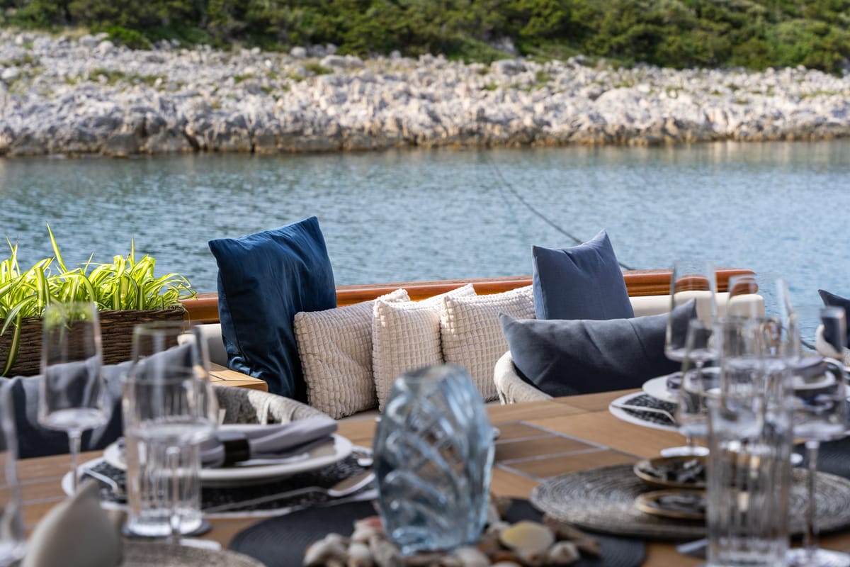 Deck of Maxita, a Gulet Motoryacht yacht at Split, Croatia